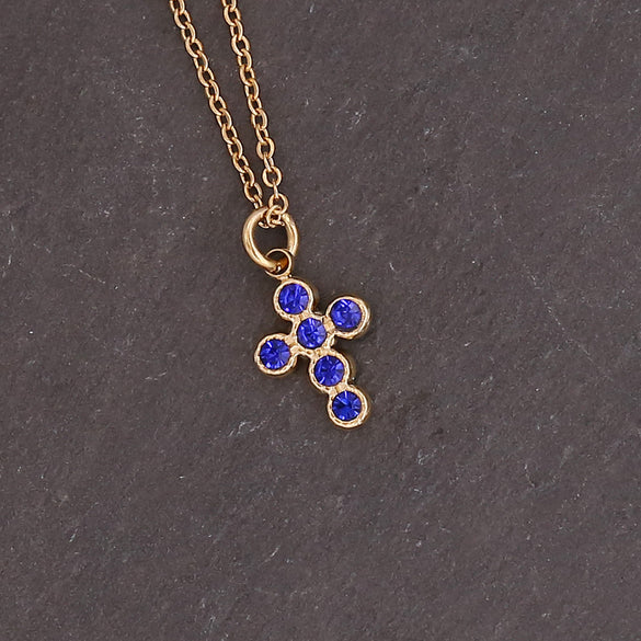 New Sun Flower Cross Pendant Female Fashion Simple Clavicle Chain Retro Necklace