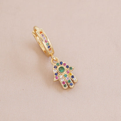 Hot Style Copper Micro-inlaid Color Zirconium Copper Ear Clip