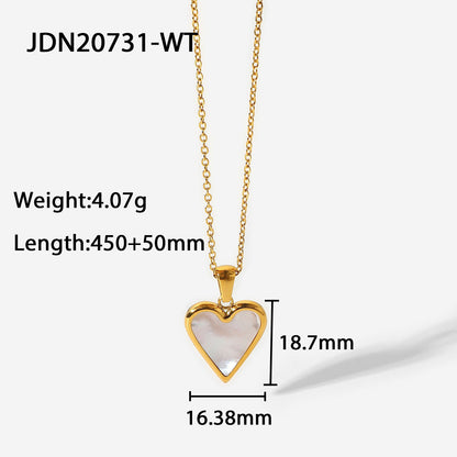 Simple Style Heart Stainless Steel Titanium Steel Plating Gold Plated Pendant Necklace