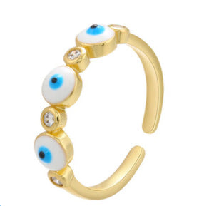 Micro Inlaid Zircon Eyeball Ring Oil Dripping Devil's Eye Ring Cross-border Jewelry Accessories Wholesale