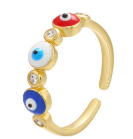 Micro Inlaid Zircon Eyeball Ring Oil Dripping Devil's Eye Ring Cross-border Jewelry Accessories Wholesale