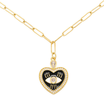 Korean Version Of The Oil Drop Love Necklace Micro-inlaid Zircon Peach Heart Eye Necklace