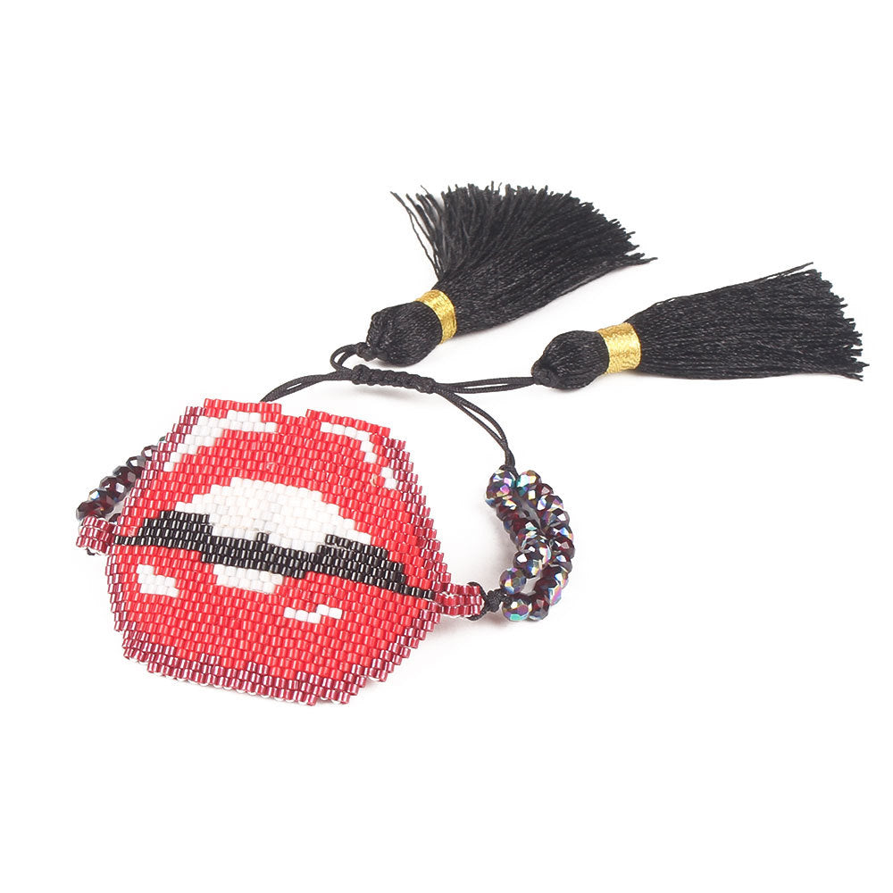 European And American Lips Tassel Bracelet Miyuki Beads Hand-woven Mouth Bracelet