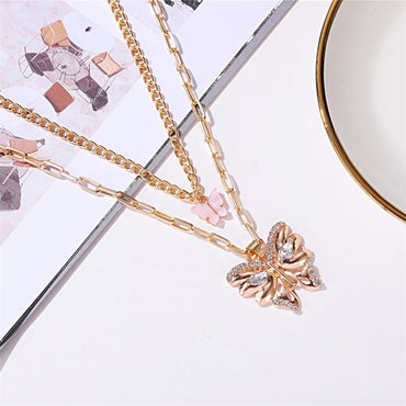 New Necklace Bohemian Fashion Metal Size Butterfly Pendant Double Necklace Wholesale Gooddiy