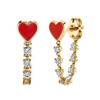 Fashion Personality Tassel Diamond Peach Heart Love Drip Earrings Trend Jewelry