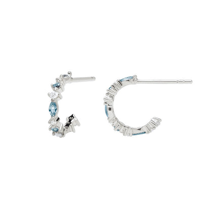 European And American S925 Silver Needle Inlaid With Color Zircon C-shaped Earrings