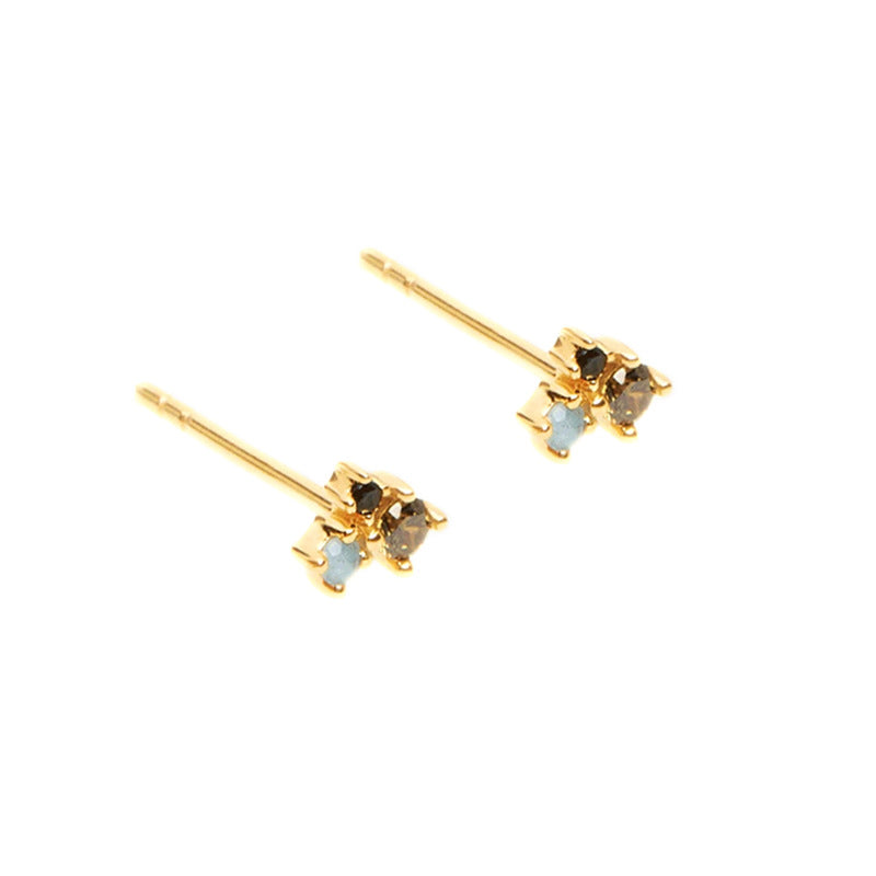 Simple Style Geometric Copper Plating Zircon Ear Studs 1 Pair