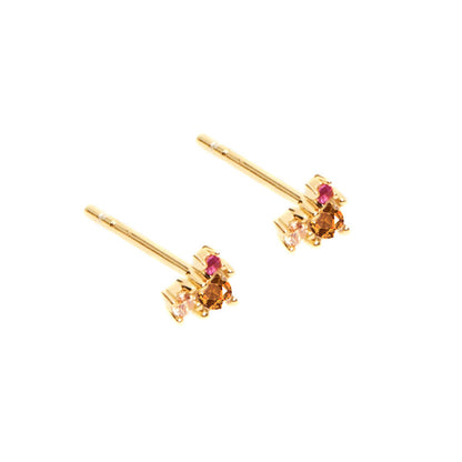 Simple Style Geometric Copper Plating Zircon Ear Studs 1 Pair