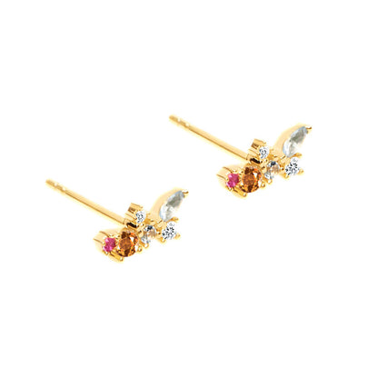 Simple Style Geometric Copper Plating Zircon Ear Studs 1 Pair