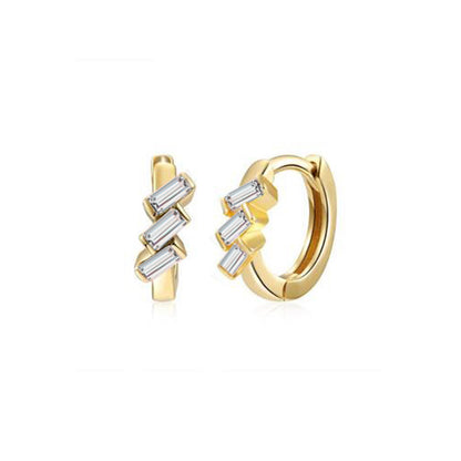 Cross-border European And American Fashion Geometric Multicolor Rectangular Zircon Copper Ear Clip