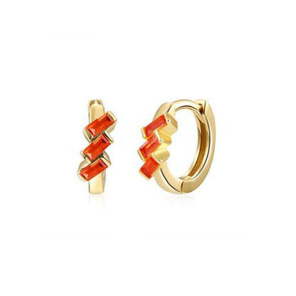 Cross-border European And American Fashion Geometric Multicolor Rectangular Zircon Copper Ear Clip