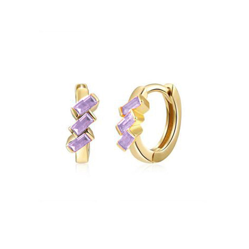 Cross-border European And American Fashion Geometric Multicolor Rectangular Zircon Copper Ear Clip