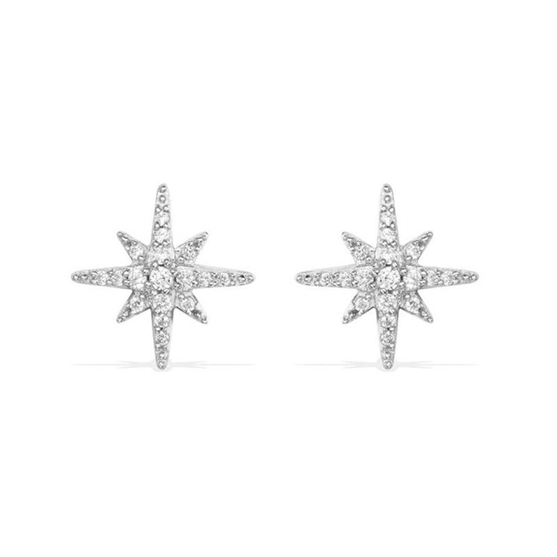 Cross-border Light Luxury Sterling Silver Needle Simple All-match Eight Awn Star Female Stud Earrings Ear Ring Ins Fashionable Earrings Ear Clip