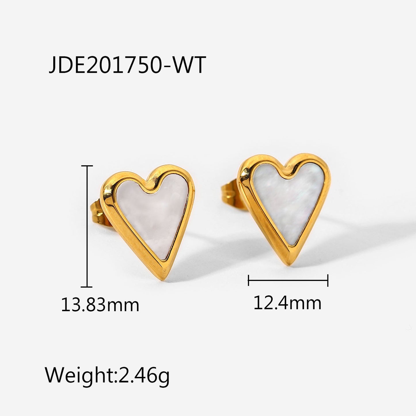 1 Pair Fashion Heart Plating Inlay Stainless Steel Shell Gold Plated Ear Studs