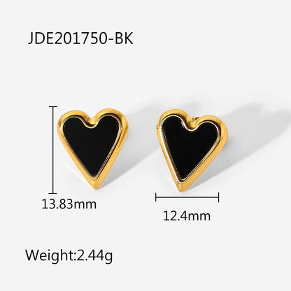 1 Pair Fashion Heart Plating Inlay Stainless Steel Shell Gold Plated Ear Studs