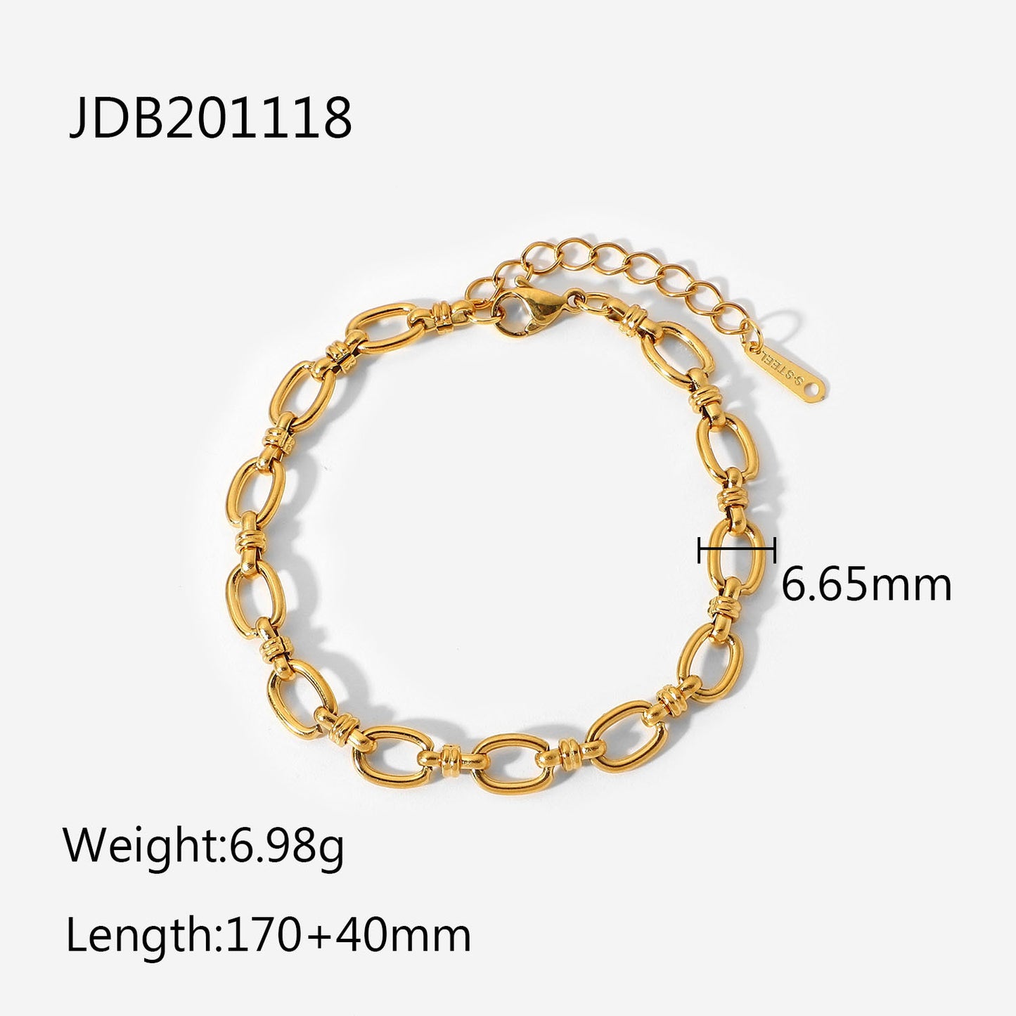 Narrow Chain Cross Buckle Bracelet 18k Gold-plated Stainless Steel Fashion Bracelet