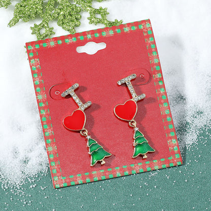 1 Pair Cute Christmas Hat Christmas Tree Santa Claus Plating Alloy Drop Earrings