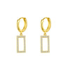 Korea Super Flash Zircon Rectangle Earrings Geometric Fashion Trendy Thin Earring