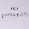 New Style Stainless Steel Thin Rod Colorful Zircon Ear Bone Nails