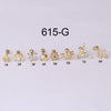 New Style Stainless Steel Thin Rod Colorful Zircon Ear Bone Nails