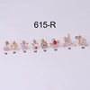 New Style Stainless Steel Thin Rod Colorful Zircon Ear Bone Nails