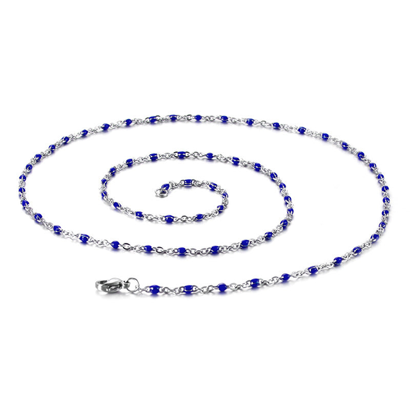 New Simple Stainless Steel Resin Steel Color Bead Necklace Accessories Wholesale