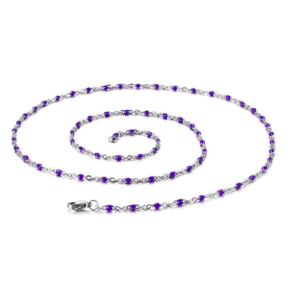 New Simple Stainless Steel Resin Steel Color Bead Necklace Accessories Wholesale