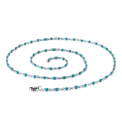 New Simple Stainless Steel Resin Steel Color Bead Necklace Accessories Wholesale