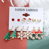 New Christmas Snowman Cane Earrings Set Cartoon Dripping Elk Wreath Earrings