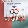 New Christmas Snowman Cane Earrings Set Cartoon Dripping Elk Wreath Earrings