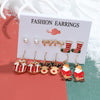 New Christmas Snowman Cane Earrings Set Cartoon Dripping Elk Wreath Earrings