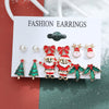 New Christmas Snowman Cane Earrings Set Cartoon Dripping Elk Wreath Earrings