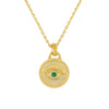 S925 Silver Evil Eye Necklace Devil Eye Green Zircon Coin Pendant Clavicle Chain