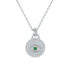 S925 Silver Evil Eye Necklace Devil Eye Green Zircon Coin Pendant Clavicle Chain