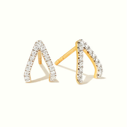 Creative V-shaped Earrings Geometric Inlaid Zircon Earrings