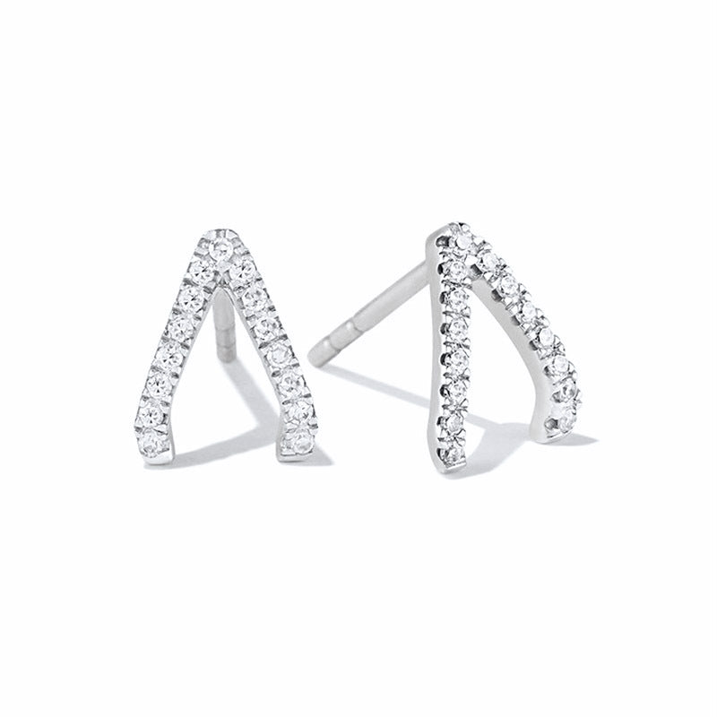 Creative V-shaped Earrings Geometric Inlaid Zircon Earrings