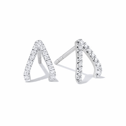 Creative V-shaped Earrings Geometric Inlaid Zircon Earrings