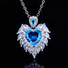 New Angel Wing Pendant Simulation Aquamarine Wing Heart Necklace