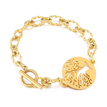 Jewelry Wholesale Popular Retro Metal Personality Stainless Steel Tree Of Life Ot Buckle Bracelet