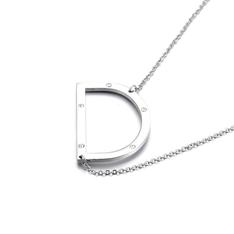 26 English Letter Pendant Diamond Stainless Steel Necklace