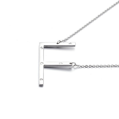 26 English Letter Pendant Diamond Stainless Steel Necklace