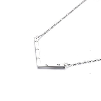 26 English Letter Pendant Diamond Stainless Steel Necklace