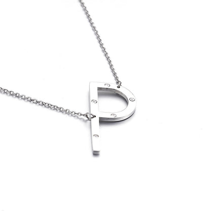 26 English Letter Pendant Diamond Stainless Steel Necklace