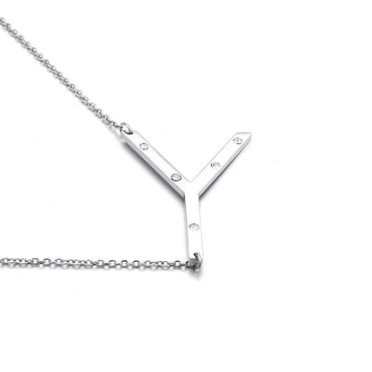 26 English Letter Pendant Diamond Stainless Steel Necklace