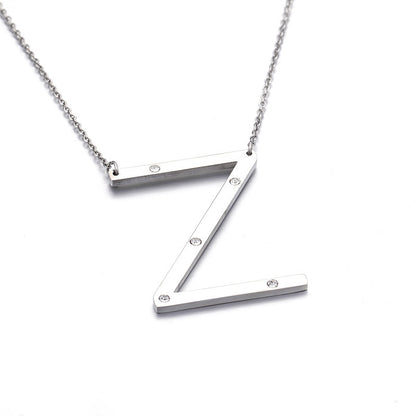 26 English Letter Pendant Diamond Stainless Steel Necklace