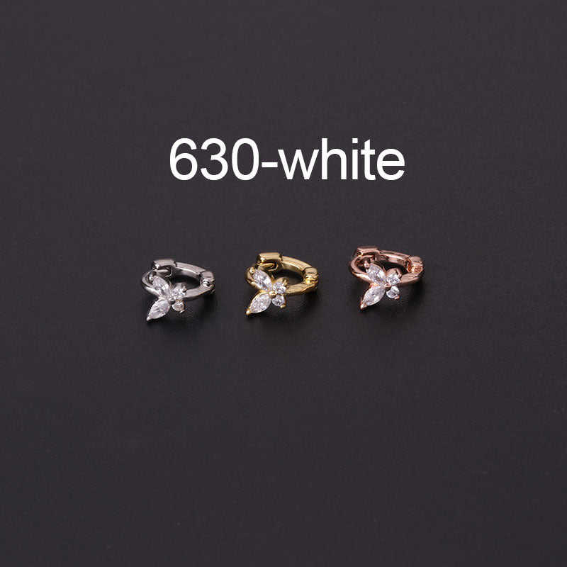 Simple Mini Ear Buckle Blue Pink White Zirconium Butterfly Ear Bone Earrings Single