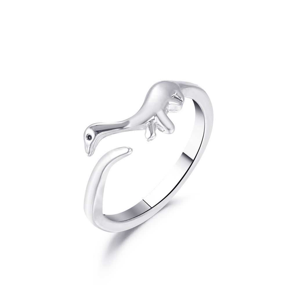 New Dinosaur Ring Europe And America Creative Metal Opening Animal Ring Rings Little Finger Ring Hand Jewelry Men And Women