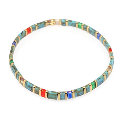 Cross-border New Arrival Twin Hand Jewelry Bohemian Beach Style Spring And Summer Tila Rainbow Small Bracelet For Women