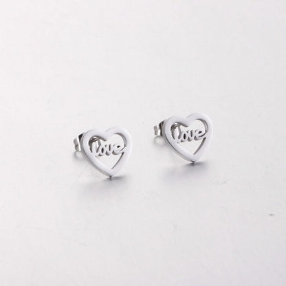 Simple Love Stainless Steel Earrings Wholesale Stainless Steel Fashion Cross-border Ear Jewelry