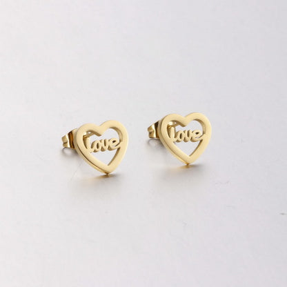 Simple Love Stainless Steel Earrings Wholesale Stainless Steel Fashion Cross-border Ear Jewelry